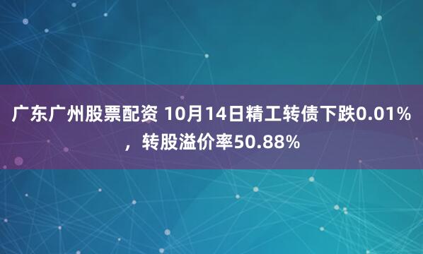 广东广州股票配资 10月14日精工转债下跌0.01%，转股溢价率50.88%