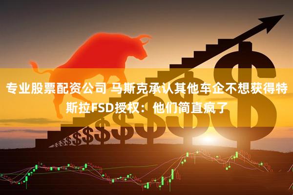专业股票配资公司 马斯克承认其他车企不想获得特斯拉FSD授权：他们简直疯了